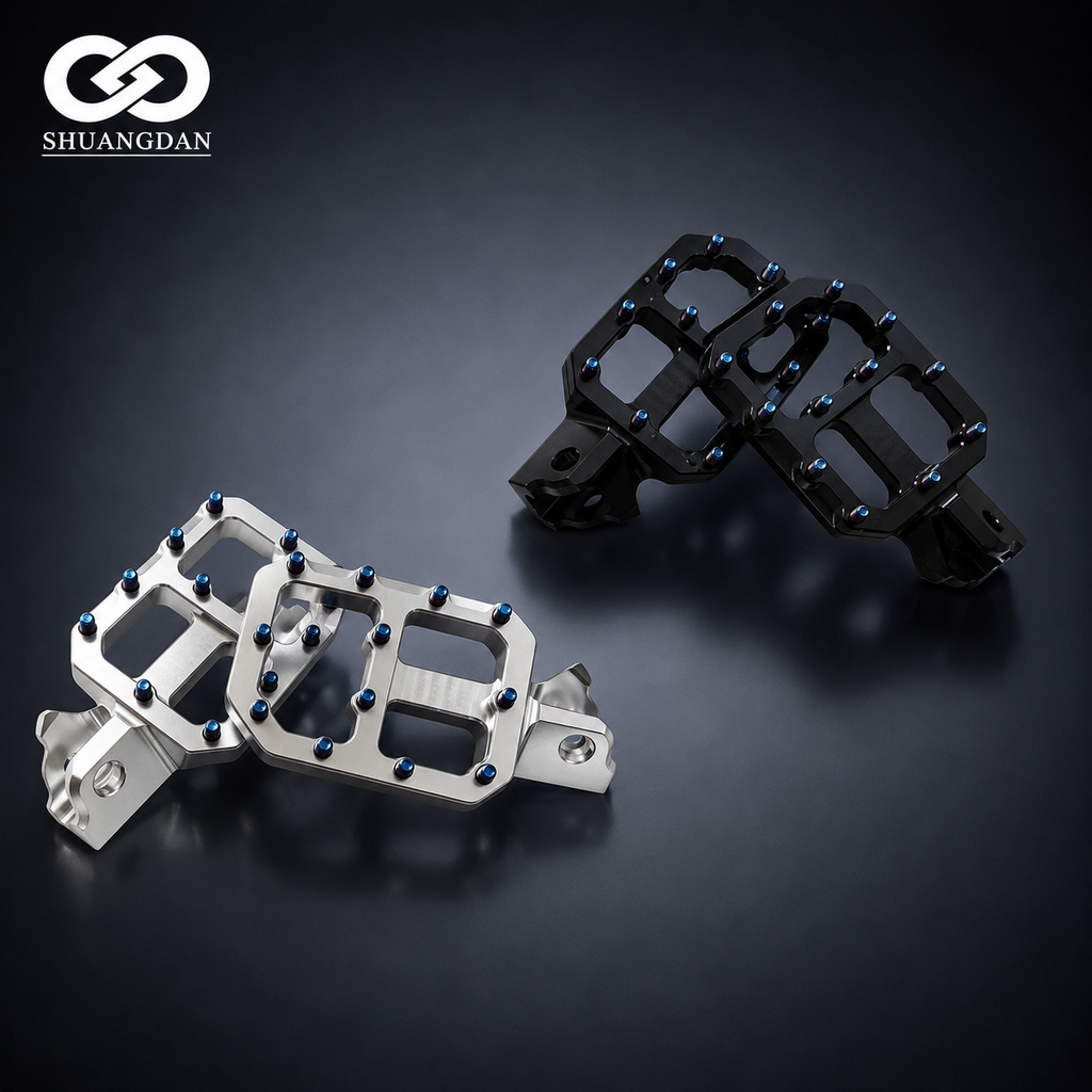 CNC Aluminum Foot Pegs 62mm Wide Blue Anodized Anti-Slip Studs for Sur Ron Light Bee Off-road Motorcycle