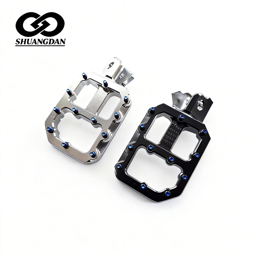 CNC Aluminum Foot Pegs 62mm Wide Blue Anodized Anti-Slip Studs for Sur Ron Light Bee Off-road Motorcycle