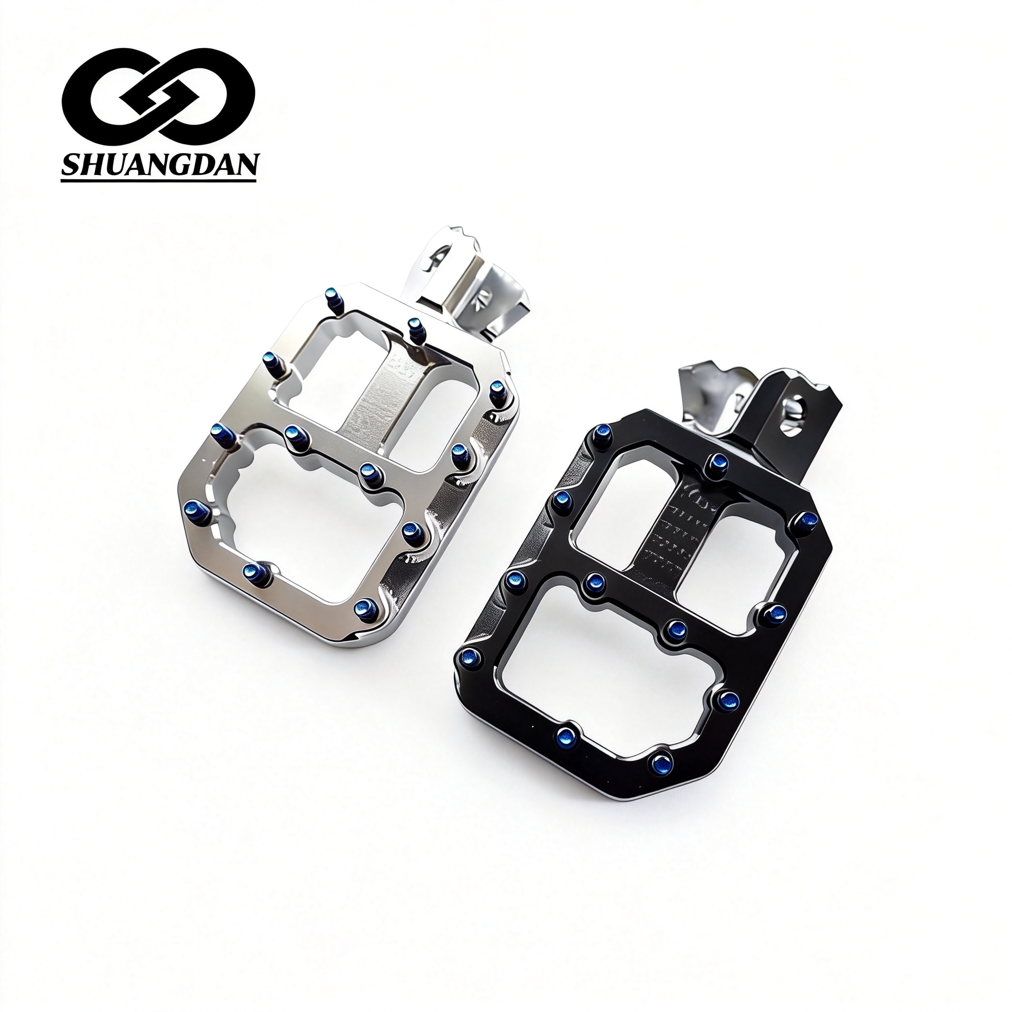 CNC Aluminum Foot Pegs 62mm Wide Blue Anodized Anti-Slip Studs for Sur Ron Light Bee Off-road Motorcycle