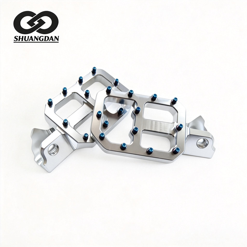 CNC Aluminum Foot Pegs 62mm Wide Blue Anodized Anti-Slip Studs for Sur Ron Light Bee Off-road Motorcycle