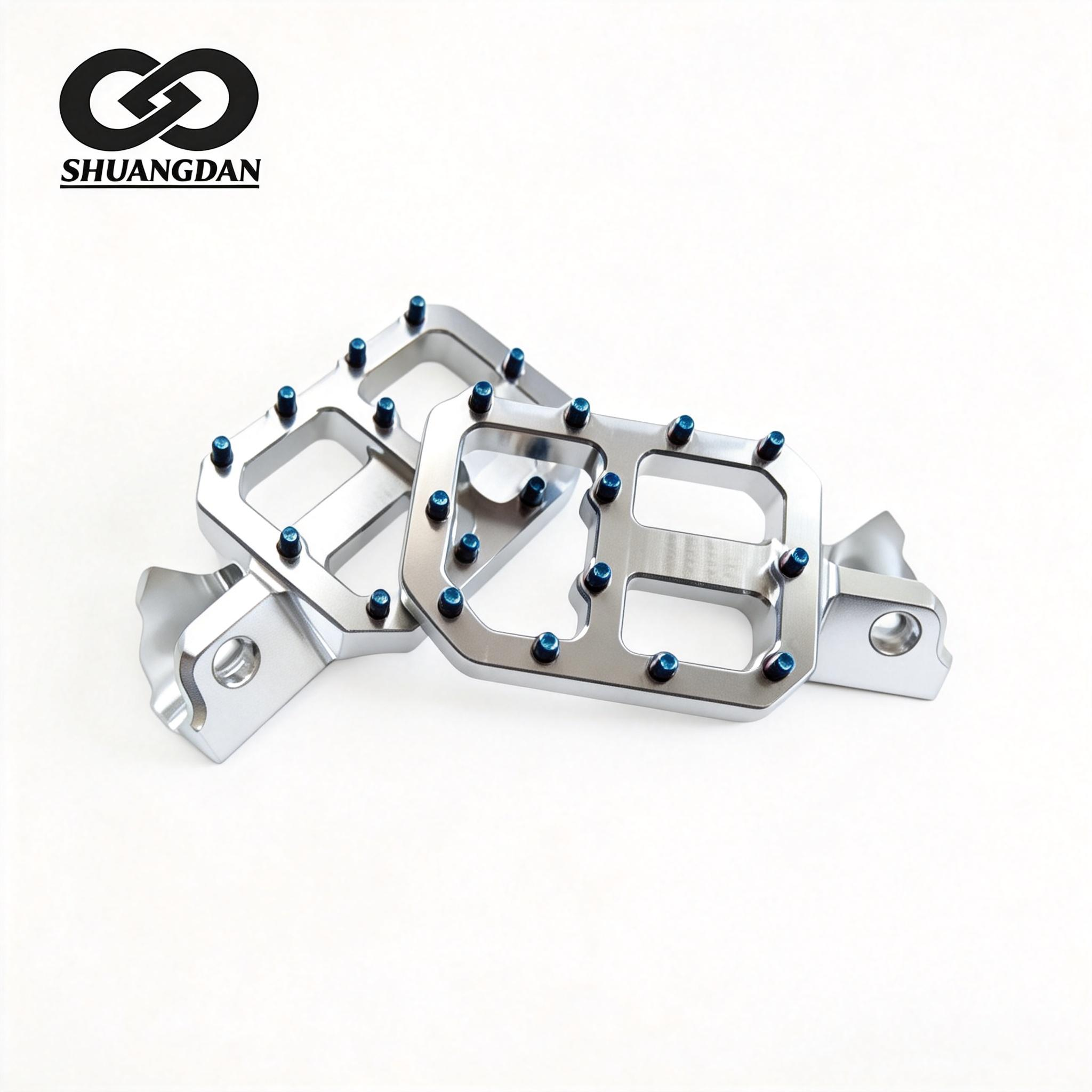 CNC Aluminum Foot Pegs 62mm Wide Blue Anodized Anti-Slip Studs for Sur Ron Light Bee Off-road Motorcycle