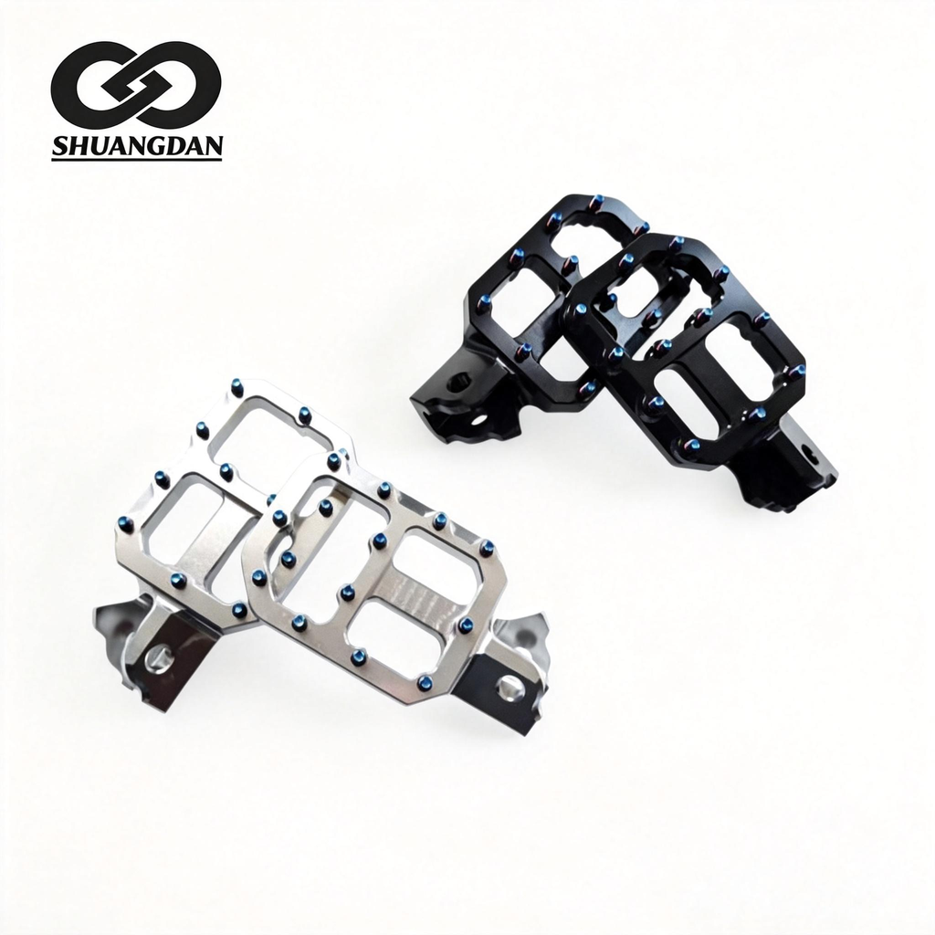 CNC Aluminum Foot Pegs 62mm Wide Blue Anodized Anti-Slip Studs for Sur Ron Light Bee Off-road Motorcycle