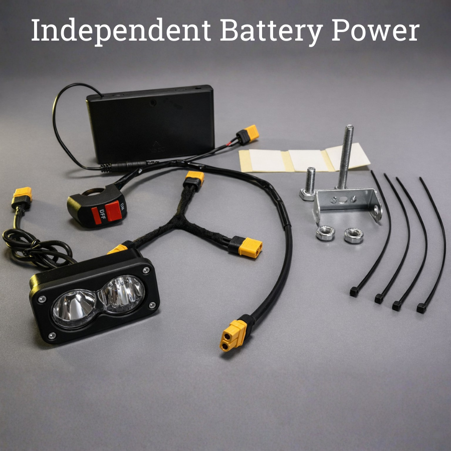 Trontech Universal Battery Powered Baja Light LED Headlight with Switch for E-Bike Motorcycle MTB 8AA No Wiring Required