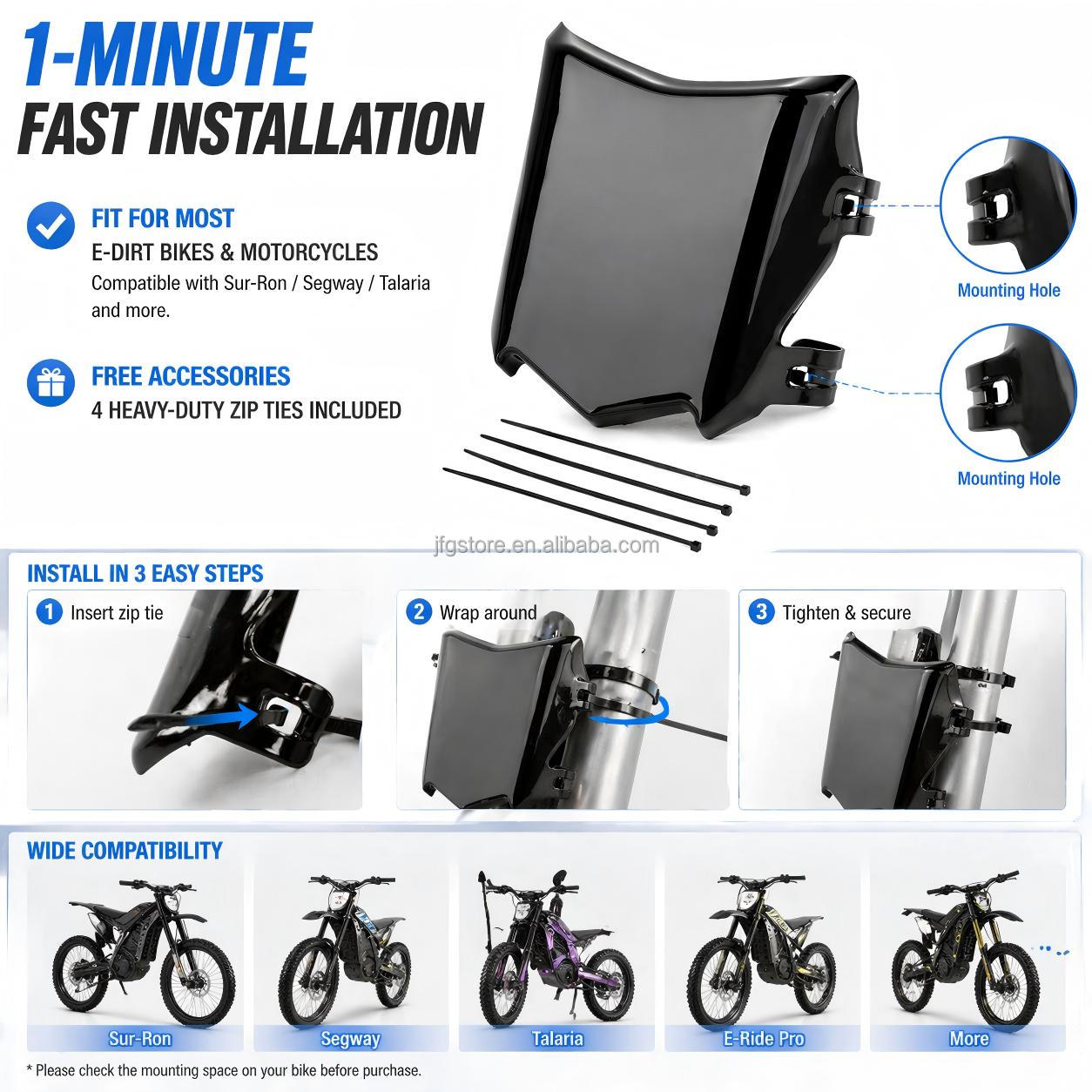 JFG Motocross motocut plate Blank Number Board Surron Light Bee Ebike Front Plastic Shield Motorbike Modifying Accessories Parts